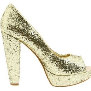 STEVE MADDEN P-ALICE GOLD GLITTER HEELS